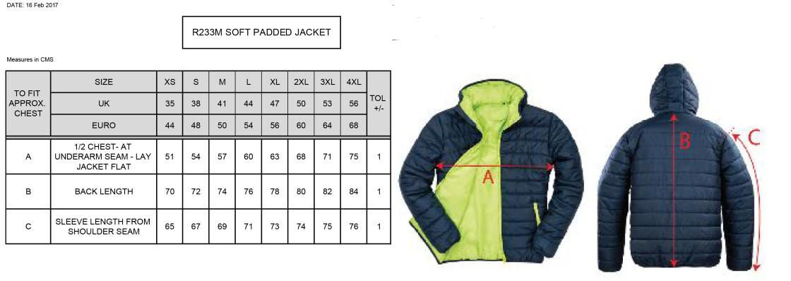 EAST ARDSLEY UTD CC - SUPERSOFT JACKET - Size Guide