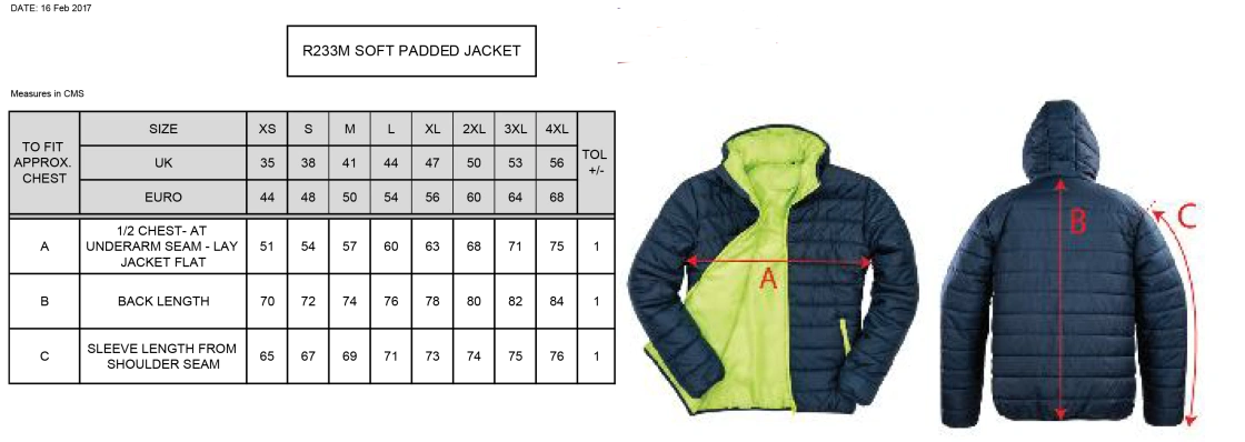 EAST ARDSLEY UTD CC - SUPERSOFT JACKET - Size Guide
